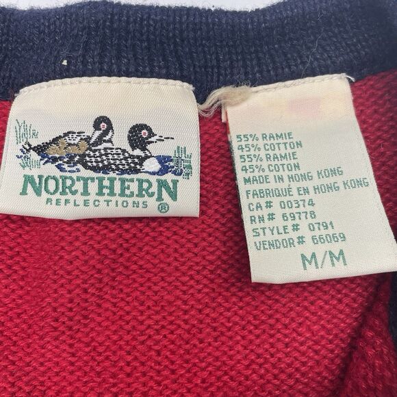 Northern Reflections Cardigan Sweater Red Christmas Trees Snowflake Women's Sz M - Picture 3 of 10